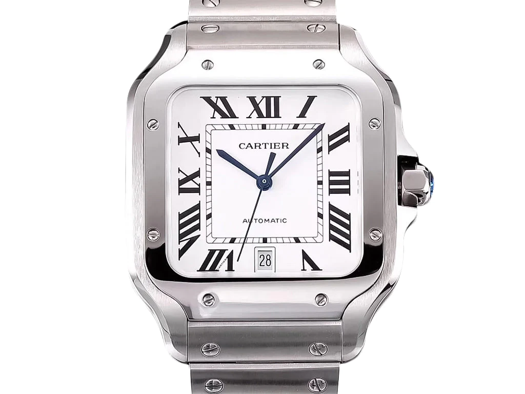 Santos Large Stainless Steel with White Dial (40mm)