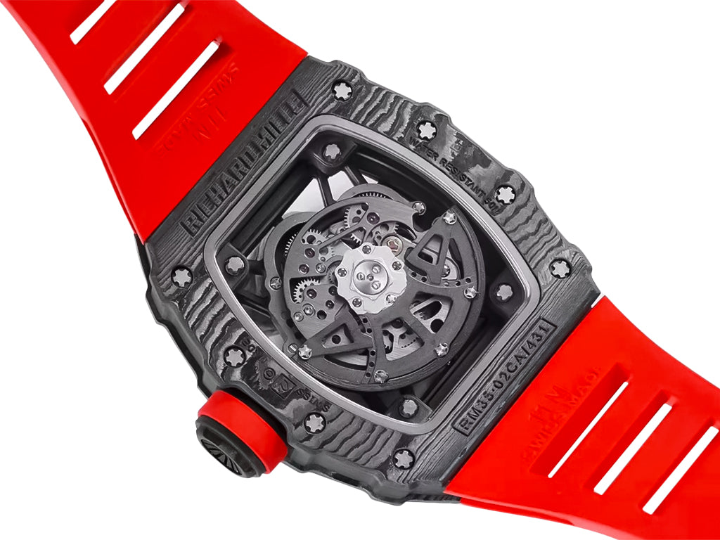 RM 35-02 Rafa Black Bezel Red Markers Red Rubber Strap (49mm)