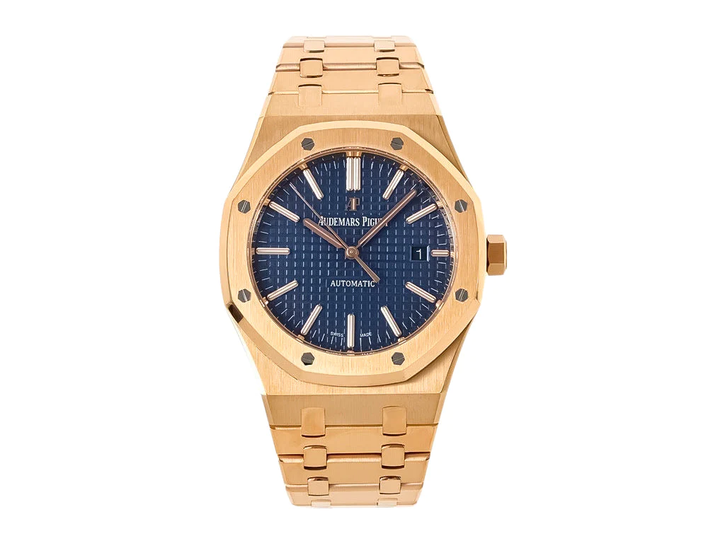 Royal Oak 41mm Pink Gold with Blue Dial , 1:1 Super Homage Watch- 15400