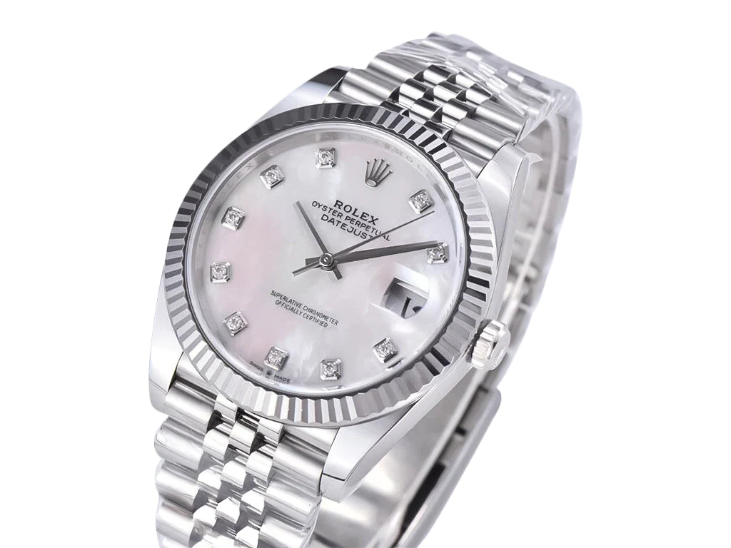 Datejust 41 Stainless Steel on Jubilee with Diamond Mother of Pearl Dial and Fluted Bezel