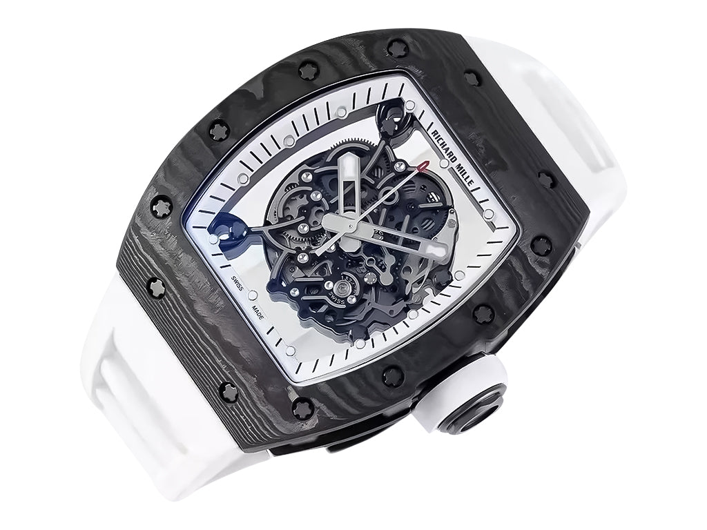 RM055 Bubba Watson White Dial Black Bezel White Rubber Strap (49mm)