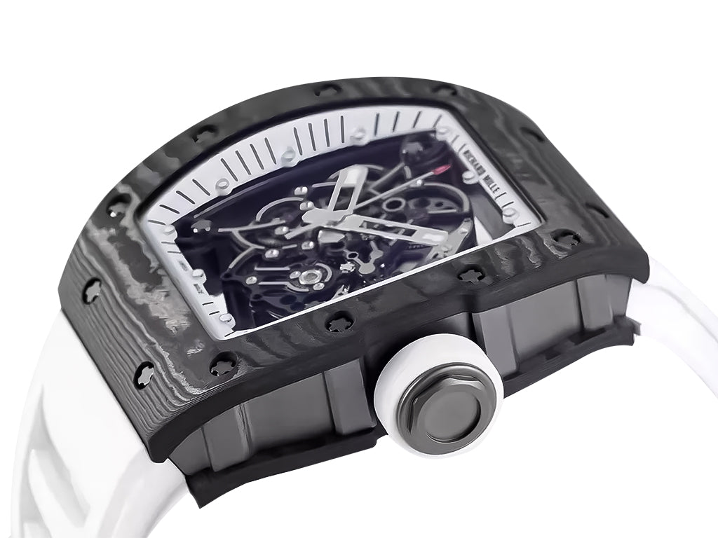 RM055 Bubba Watson White Dial Black Bezel White Rubber Strap (49mm)