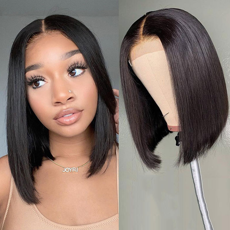 BL 13x4 Straight Lace Bob Wig 4x4 Natural Black Human Hair Wigs Brazilian Remy Straight Short Bob Wig For Women