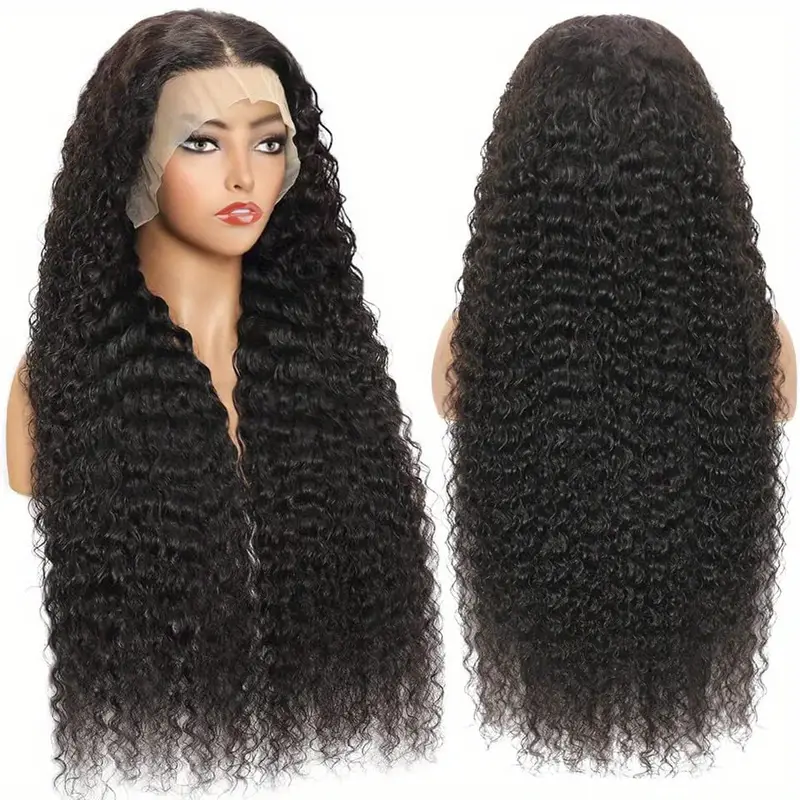 BL 200% Density Brazilian Virgin Human Hair Water Wave Lace Front Wigs Transparent HD 13x4 Lace Frontal Wigs Deep Wave 100% Real Human Hair Wigs Remy Virgin Hair Natural Color