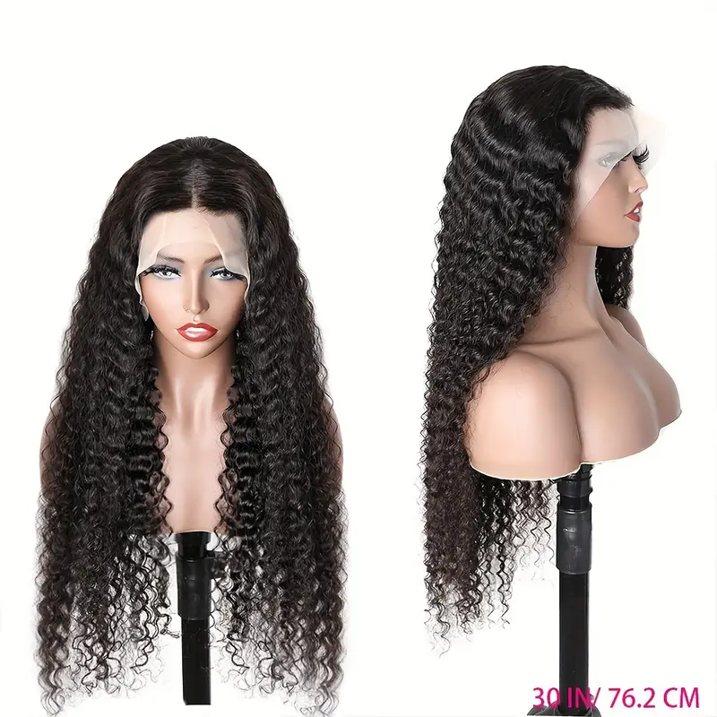 BL Deep Curly Human Hair Wigs Glueless Pre Cut Lace Human Hair Wigs 13x4 Lace Frontal Wigs 100% Real Glueless Wigs Friendly For Beginners Pre Cut Deep Wave Lace Front Wigs 250% Density No Glue Wigs