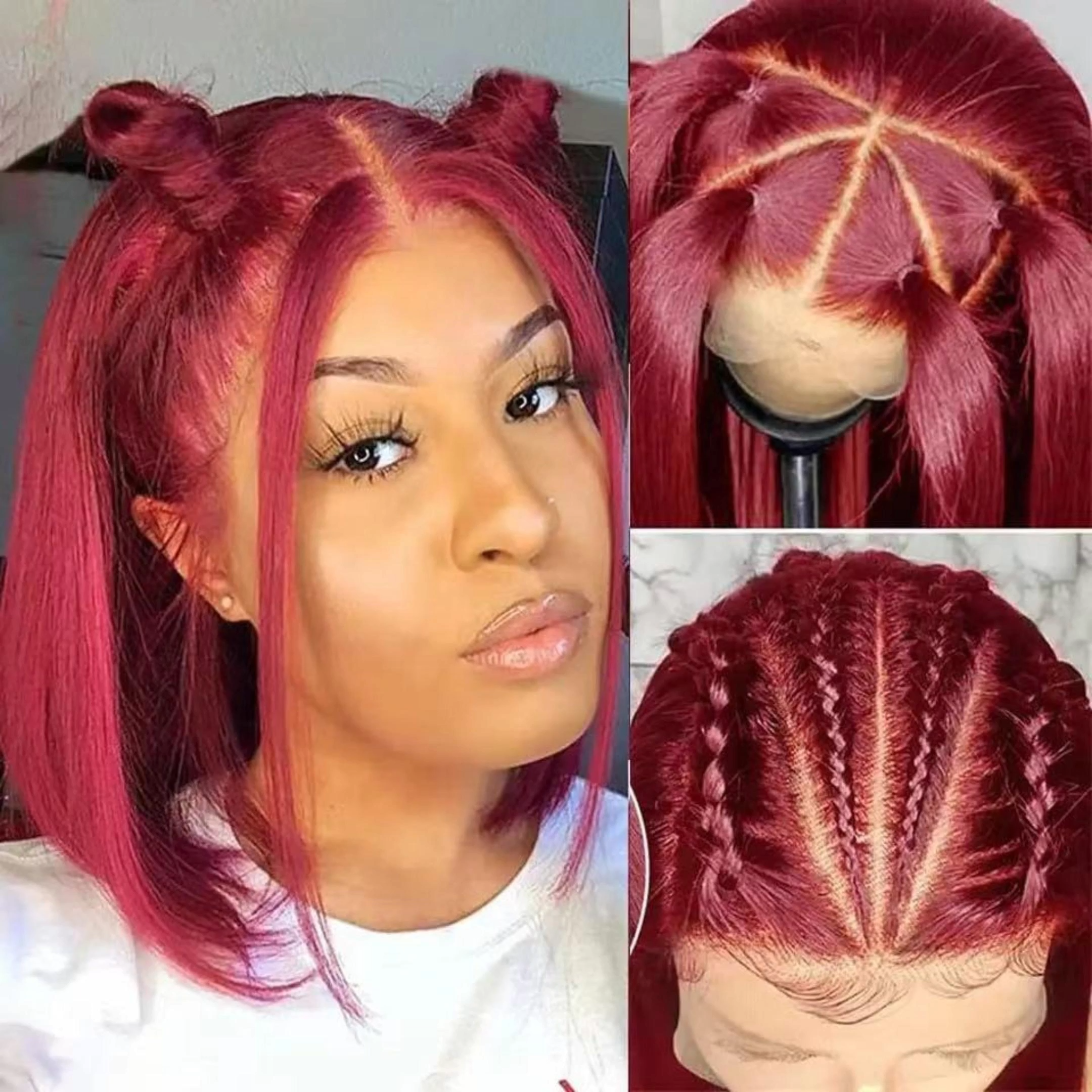 BL 99J Burgundy Short Bob Wig 13x4 Human Hair Lace Front Wig Brazilian Remy Straight Short Bob Wigs Red Color For Woman Human Hair