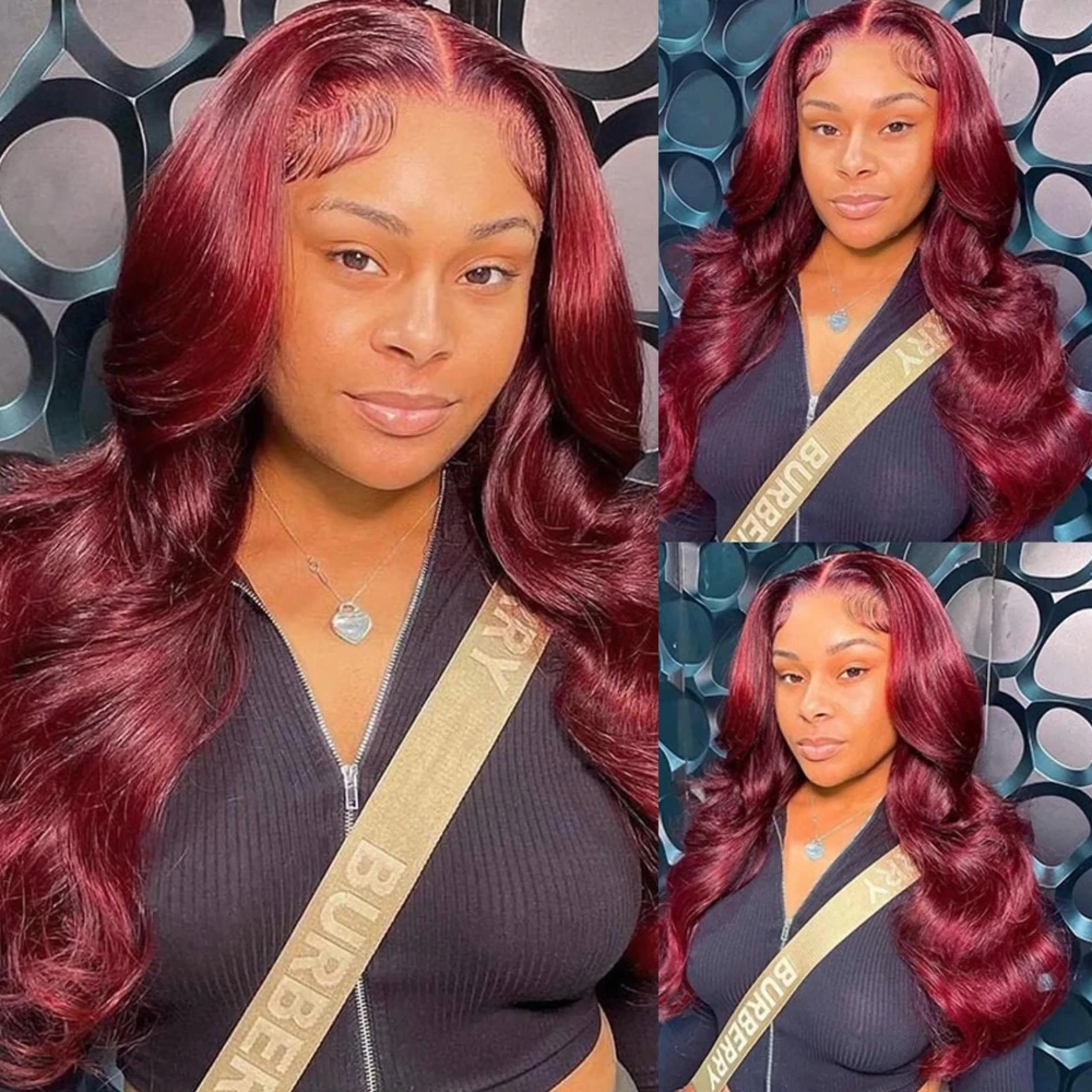 BL 13×4 Lace Frontal Wig 99J Burgundy Body Wave Human Hair Wigs Chocolate Brown PrePlucked Transparent Lace Front Wigs