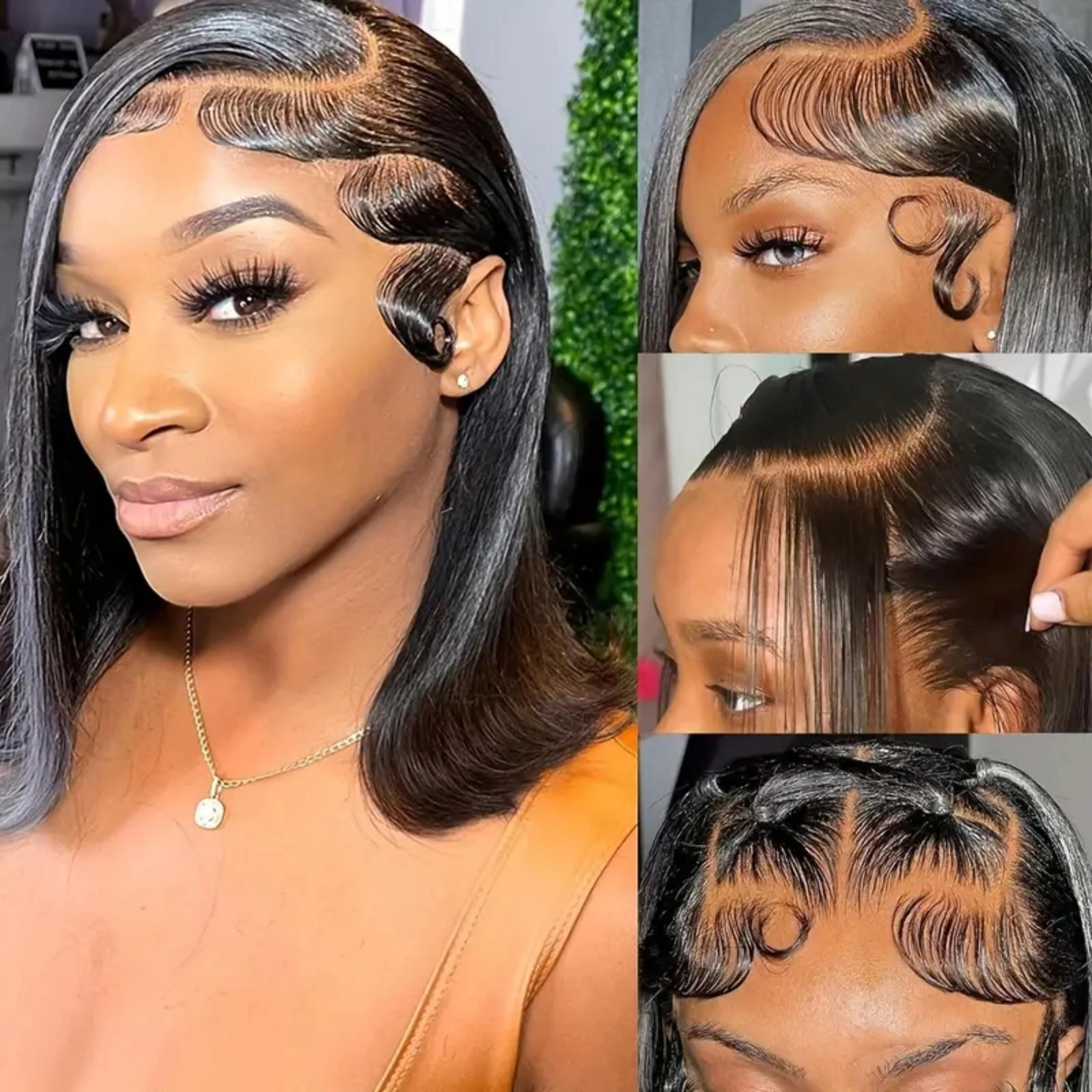 BL Bone Straight Double Drawn 13x4 Lace Frontal Human Hair Wigs Straight 10-26 inches Transparent Lace Front Closure Wig Brazilian For Women