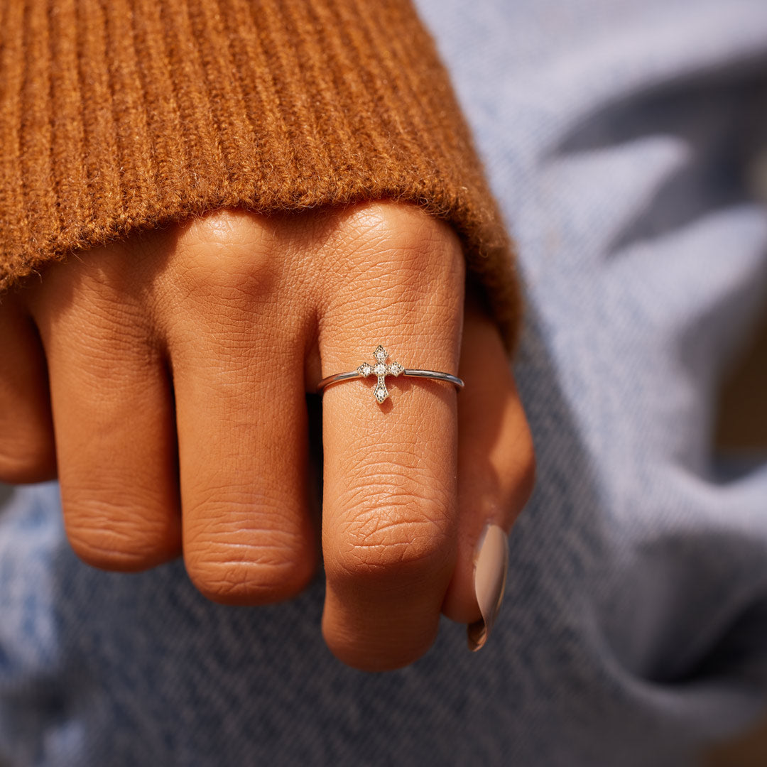 Pray Through It Minimalist Cross Ring