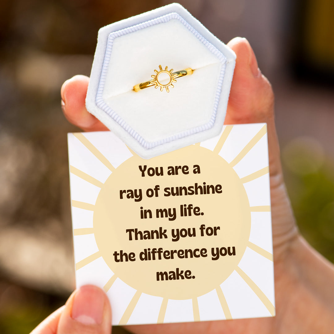 You Are A Ray Of Sunshine Golden Sun Ring