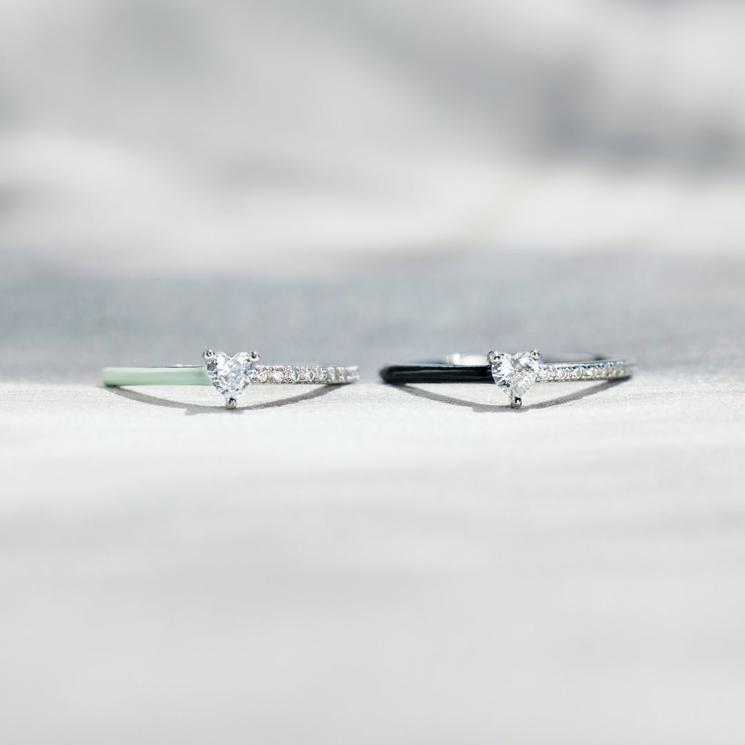 Courage, Dear Heart Half Enamel Heart-Cut Ring