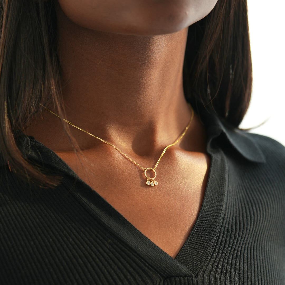 Always With You Trio Stone Circle Necklace
