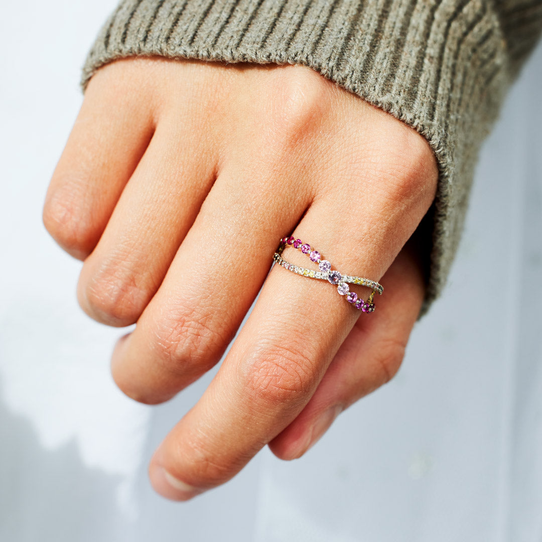 Thank You For Crossing My Path Pavé Crossover Ring