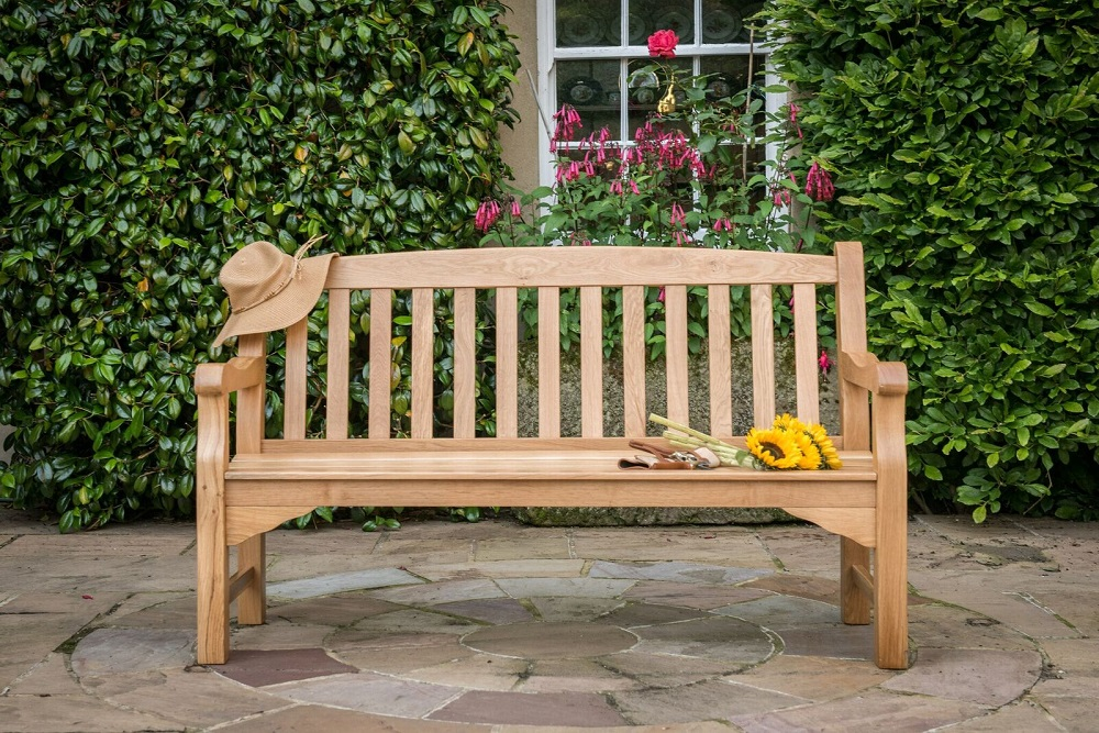 Heritage Oak Garden Bench Storage