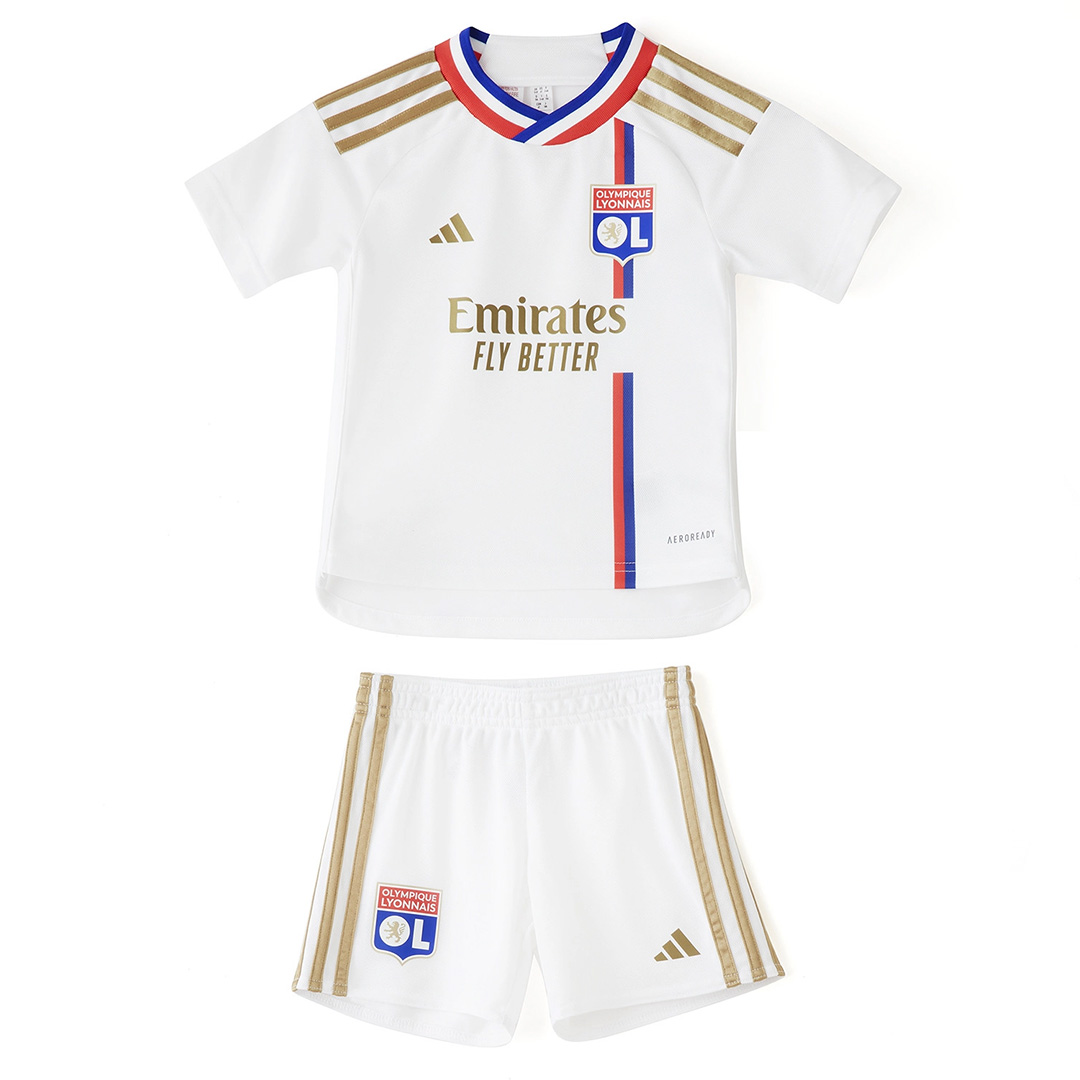 Kids Olympique Lyonnais Home Kit Jersey+Shorts 2023/24