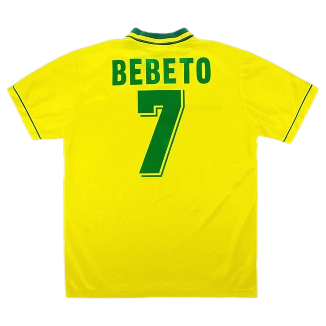 Brazil BEBETO #7 Retro Jersey Home World Cup 1994