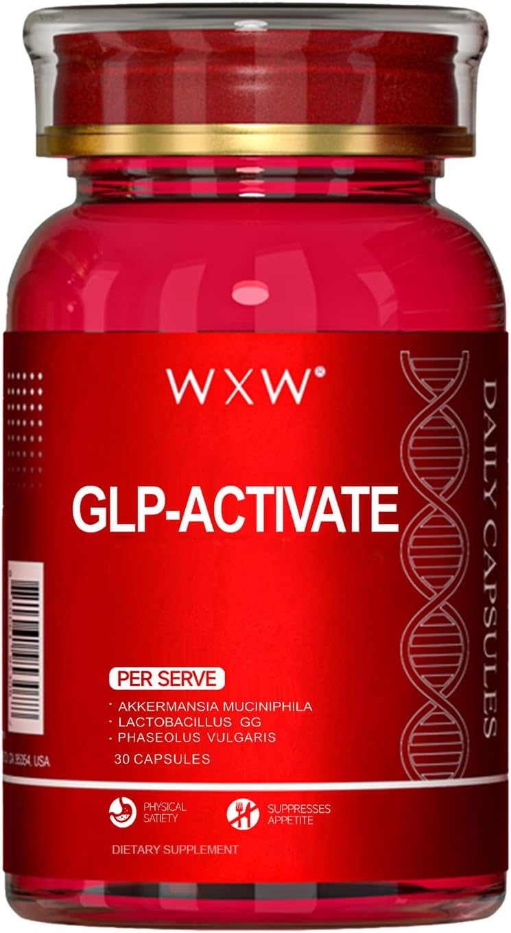 WXW GLP-1 Supplement for Women and Men, GLP-1 Activate with Akkermansia Muciniphila Probiotic, Lactobacillus GG - Support for Metabolism Curb Cravings Digestive & Gut Health, 30 Capsules
