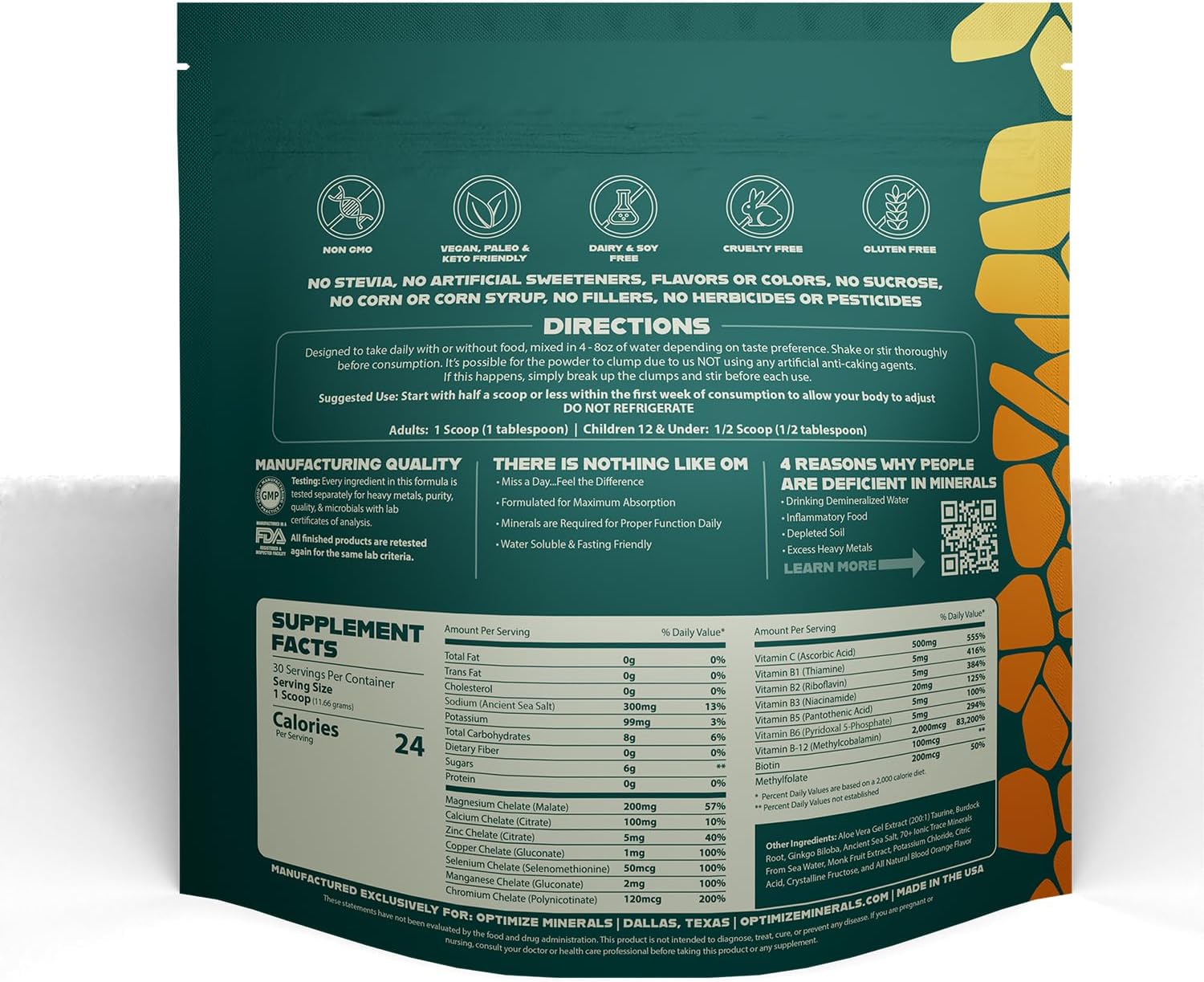 Multi Mineral Daily Formula – Magnesium, Electrolytes & Trace Mineral Supplement Powder - Gluten Free Vitamins Drink for Optimal Wellness - Blood Orange, 30 Servings
