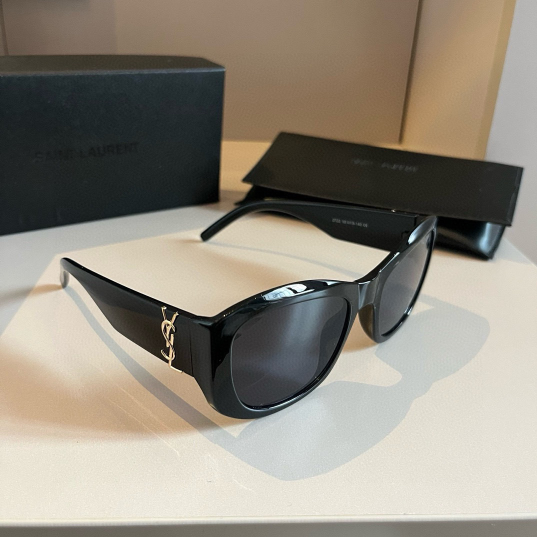 YSL-Black Metametal Logo with Nose Support Sunglasses