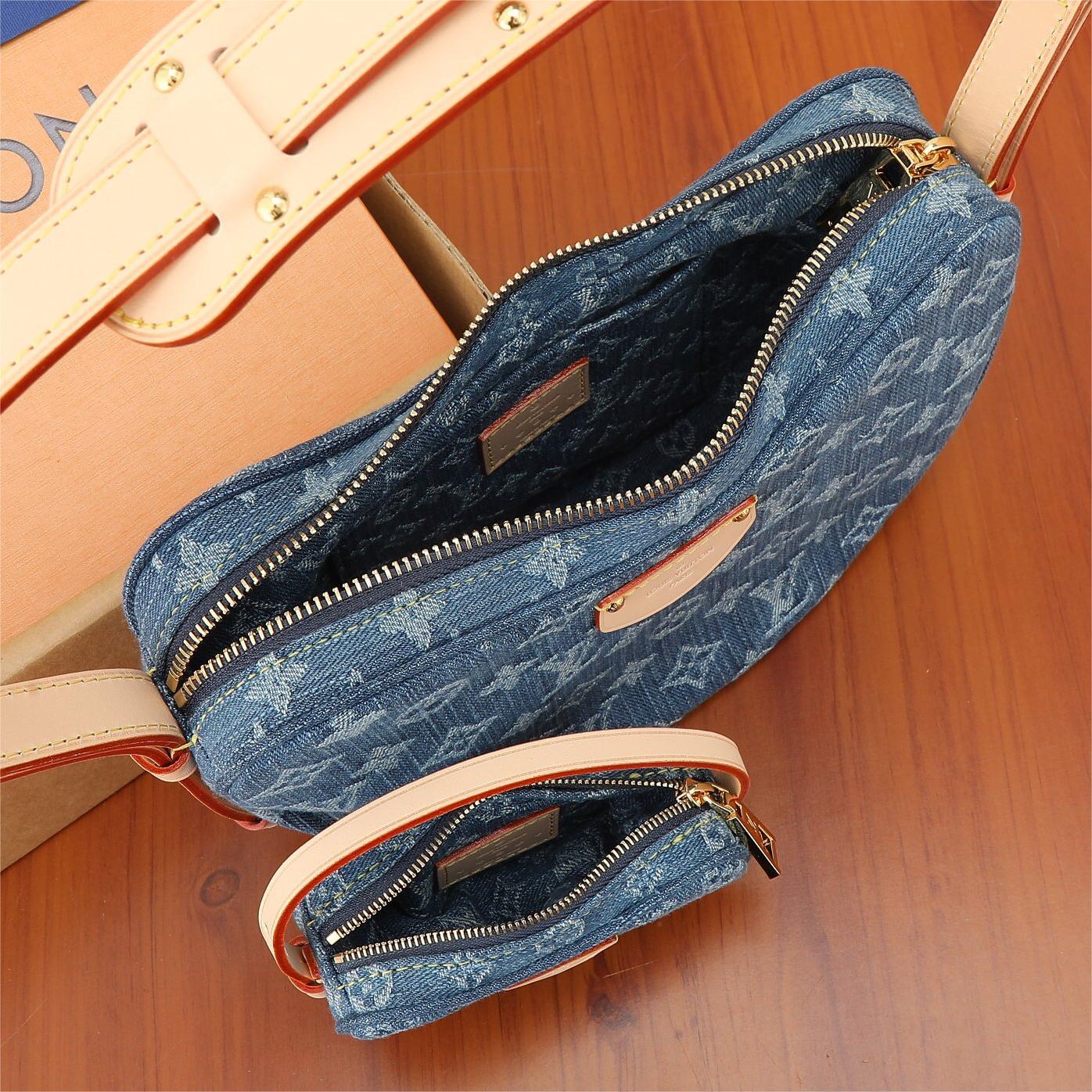 Lv-Croissant Medium Denim Handbag