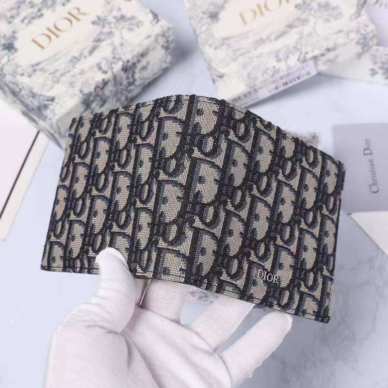 Dior-Oblique printed double fold wallet