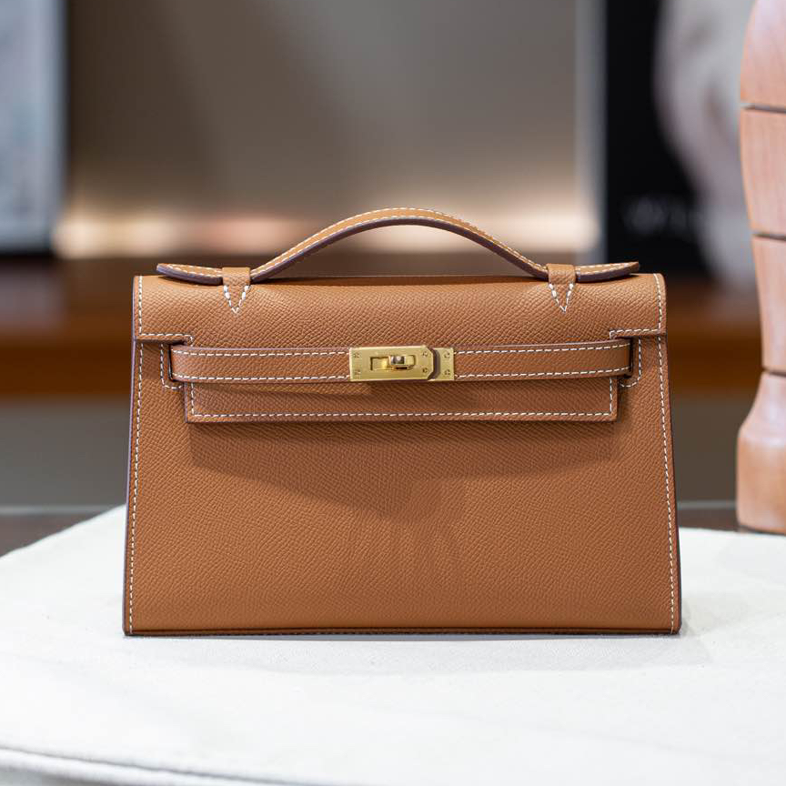 Hermes-Kelly 1st Generation Epsom Cowhide Brown Golden Buckles/Silver Buckles