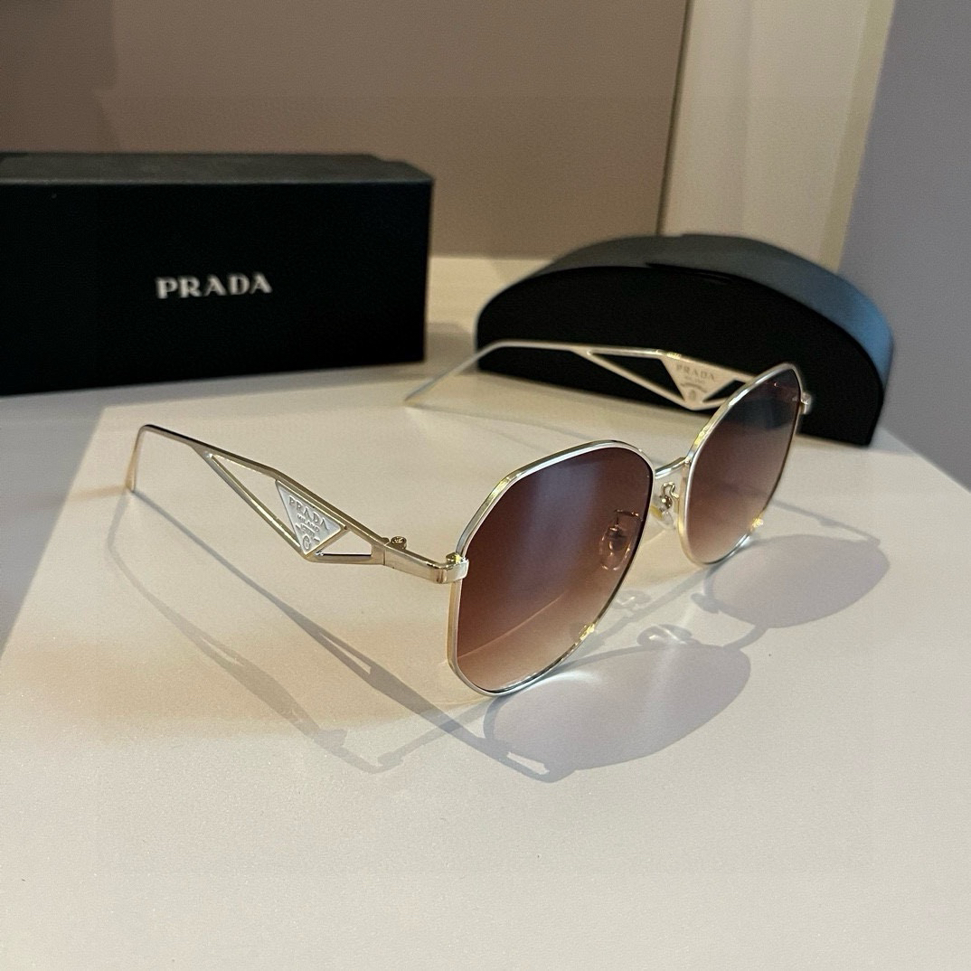 Prada Pilot Double Beam Toad Mirror Triangle Logo Sunglasses