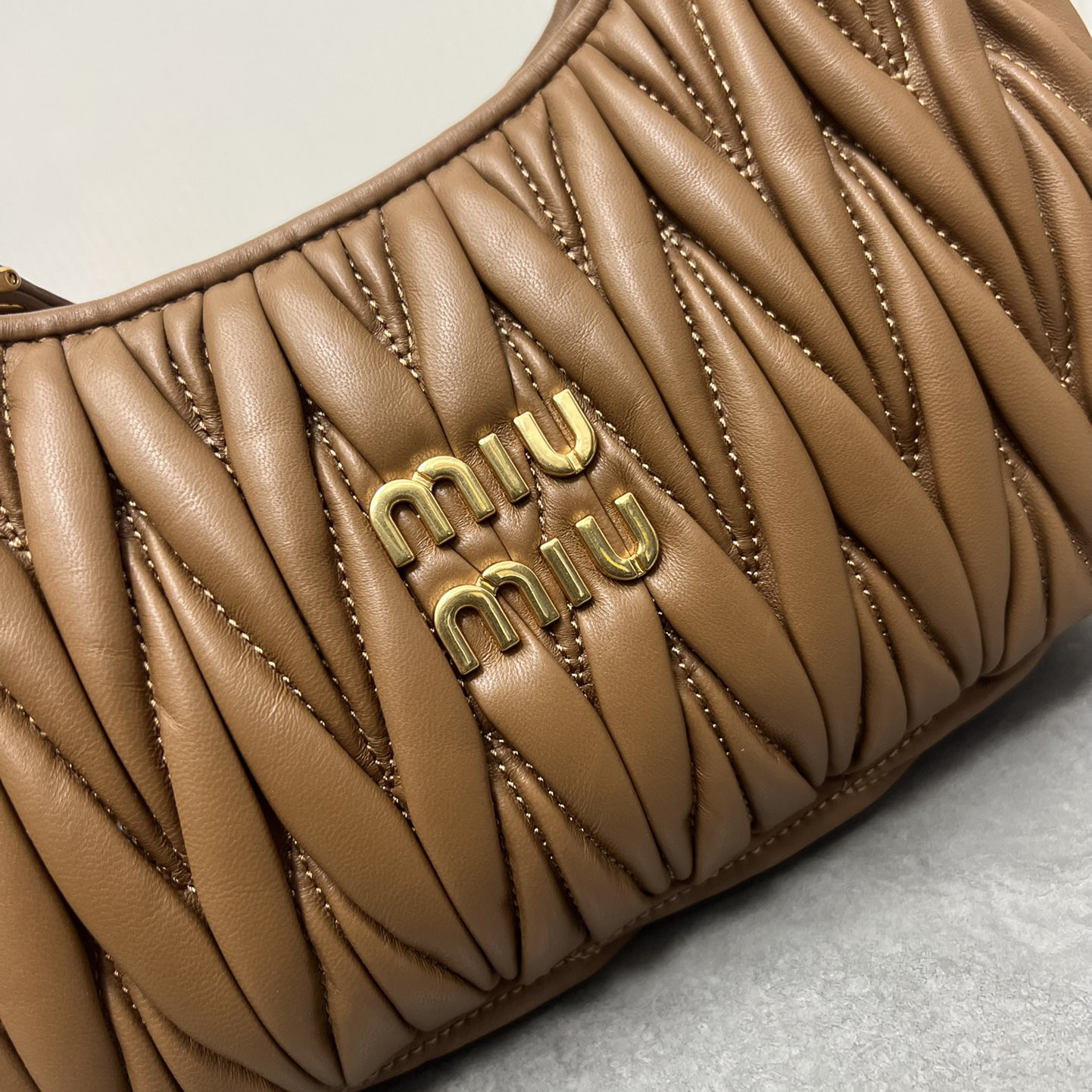 MIU MIU- Miuwander Metal Lettering Leather Women's Shoulder Crossbody Handbag