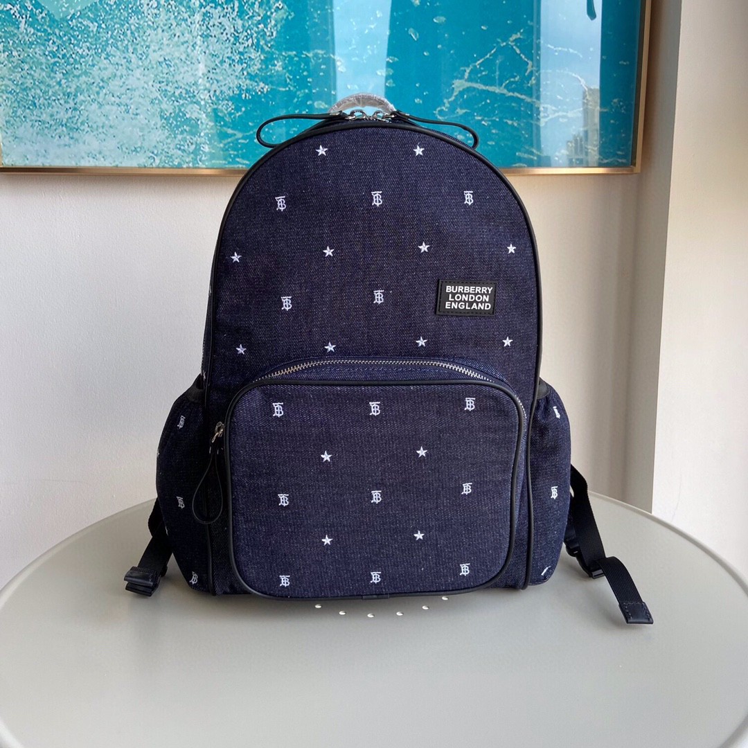 Burberry-Nylon embroidered backpack