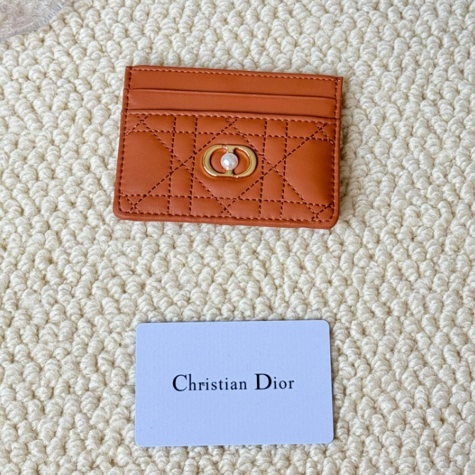 Dior-Pattern Card Clip Wallet