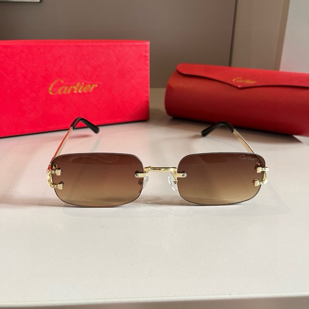 Cartier metal frameless PC leg sunglasses
