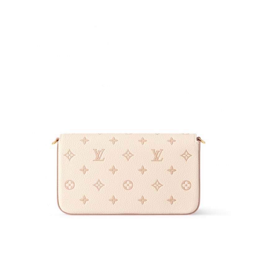 Louis Vuitton Pochette Felicie Calfskin Shoulder Bag Beige