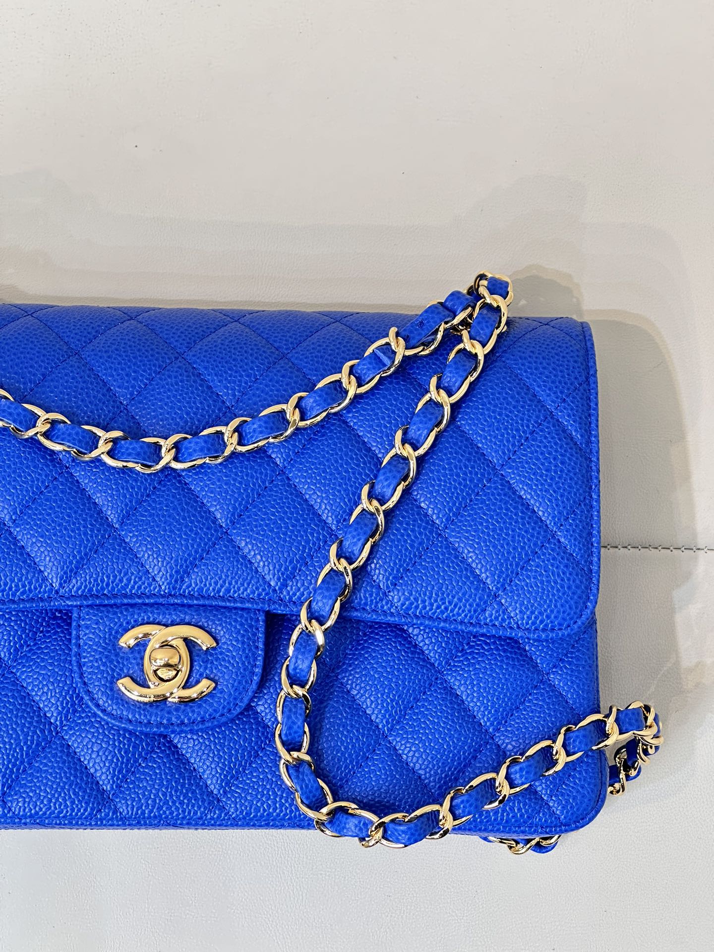 CHANEL - Classic Flap Medium Size Klein Blue Flap  Bag