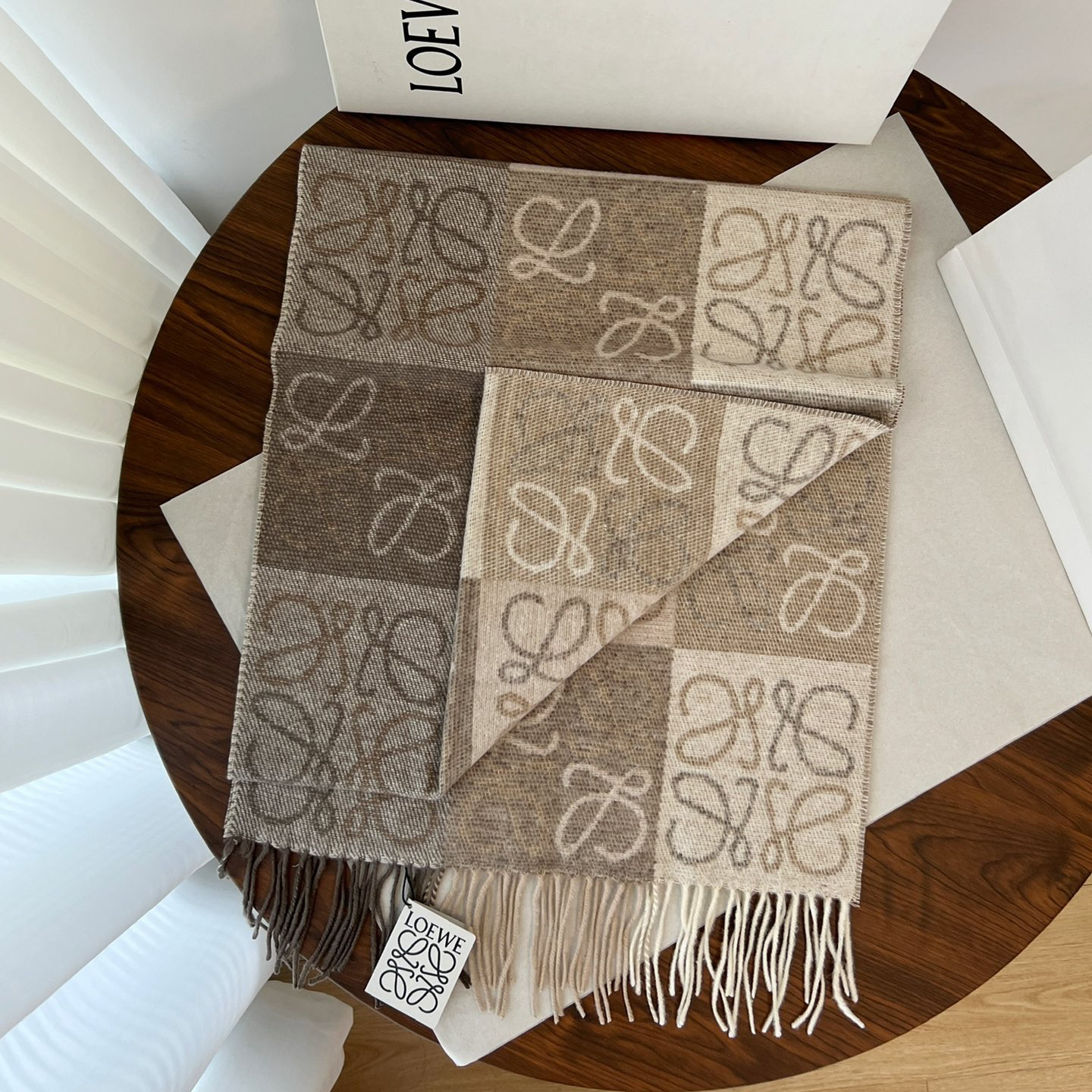 LOEWE - Checkerboard wool and cashmere scarf