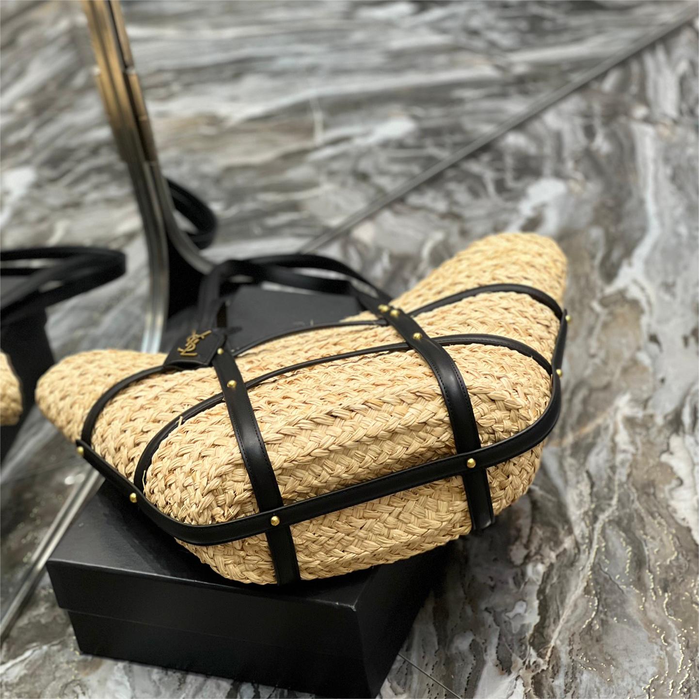 YSL-Lafite grass and smooth leather handbag