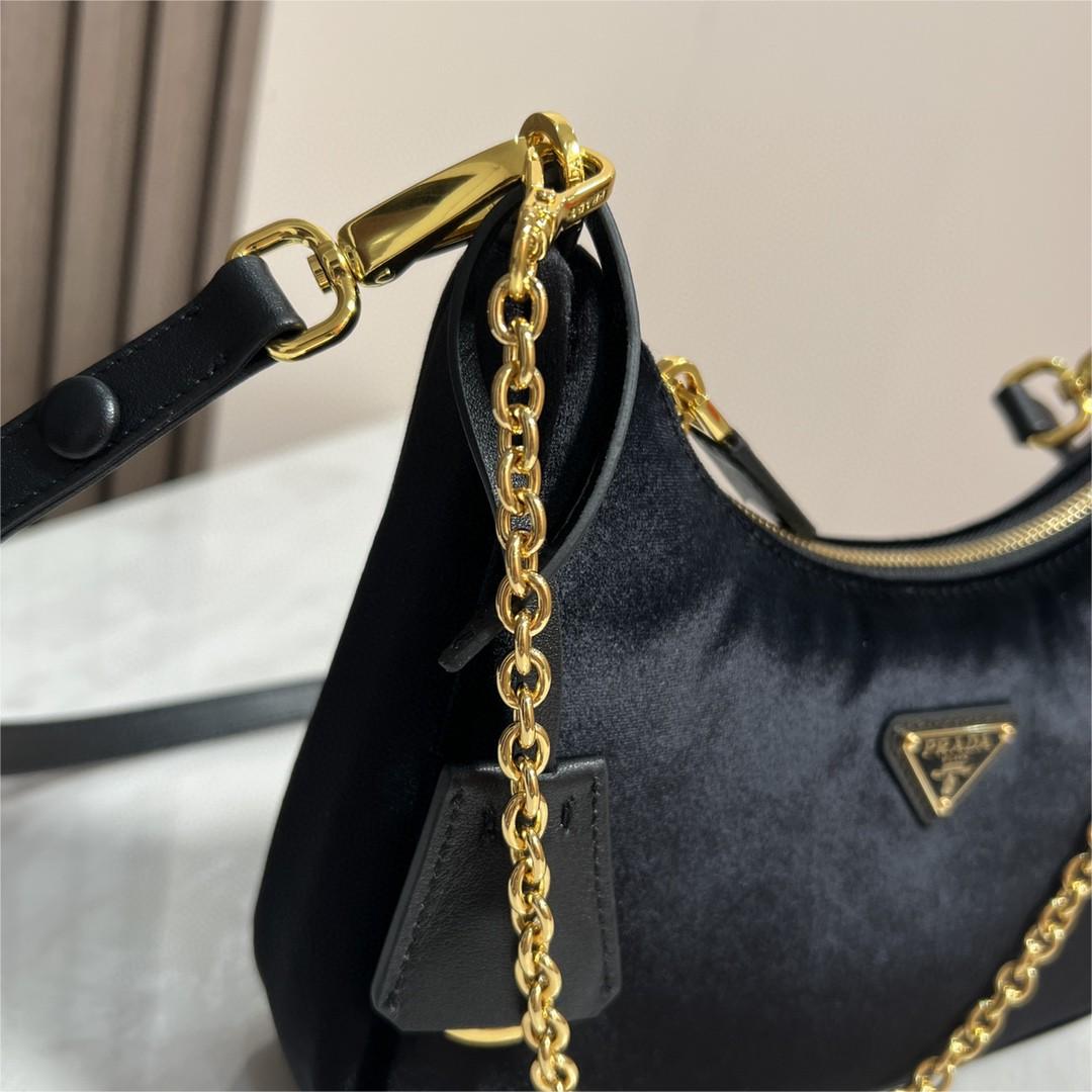 Prada-Velvet Hobo Handheld Underarm Bag Crossbody Bag