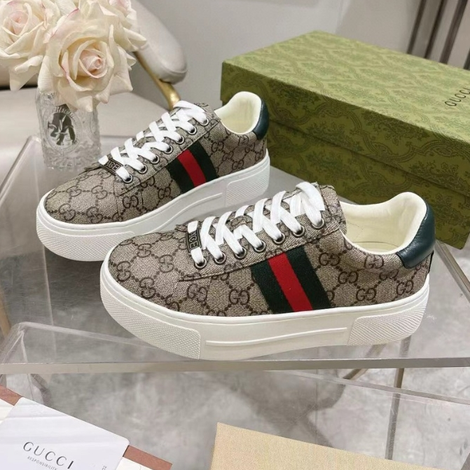 Gucci-Casual Thick Soled White Shoes