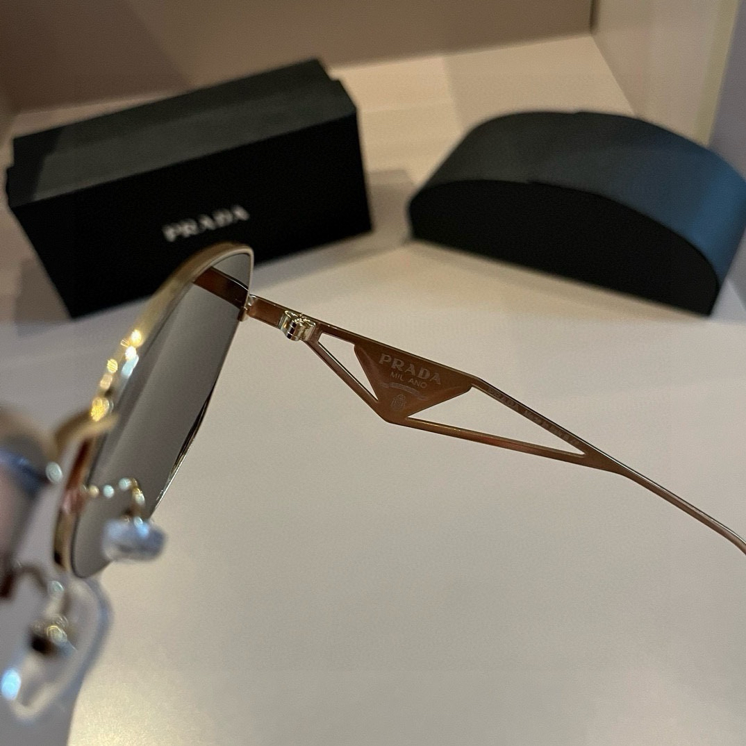 Prada Pilot Double Beam Toad Mirror Triangle Logo Sunglasses
