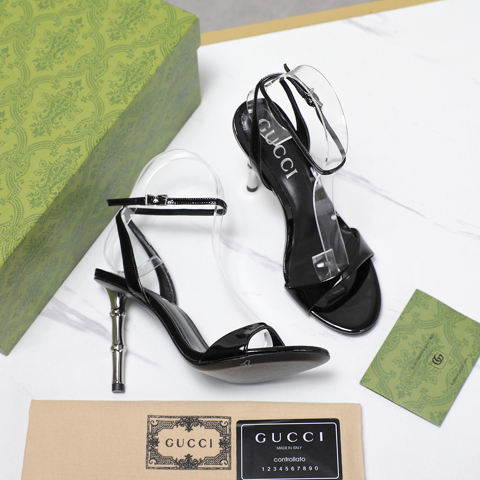 Gucci-Bamboo and patent leather high heels