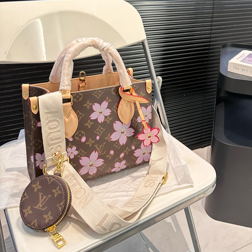 LV x Takashi Murakami OnTheGo PM Sakura Brown