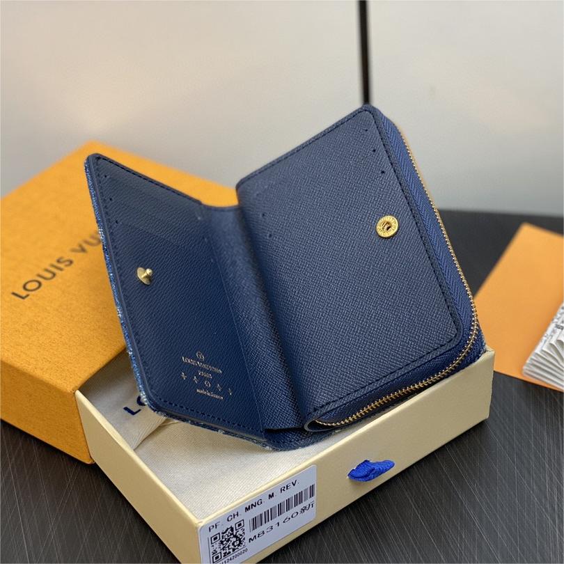 LV-Blue denim denim full leather cléa wallet