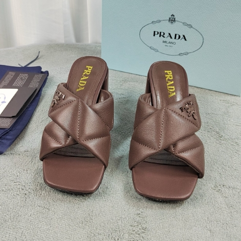 Prada-Water Dyed Sheepskin Slippers High Heels