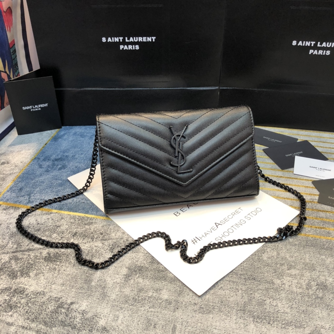 YSL-Monogram Woc Black button caviar