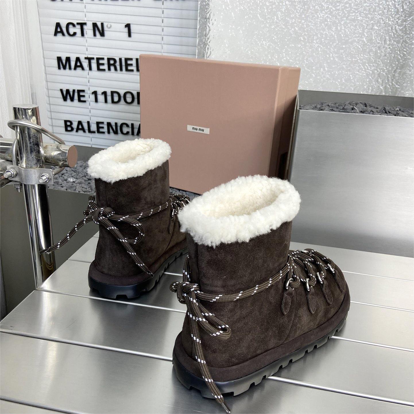 miumiu-Autumn and winter wool snow boots shoes