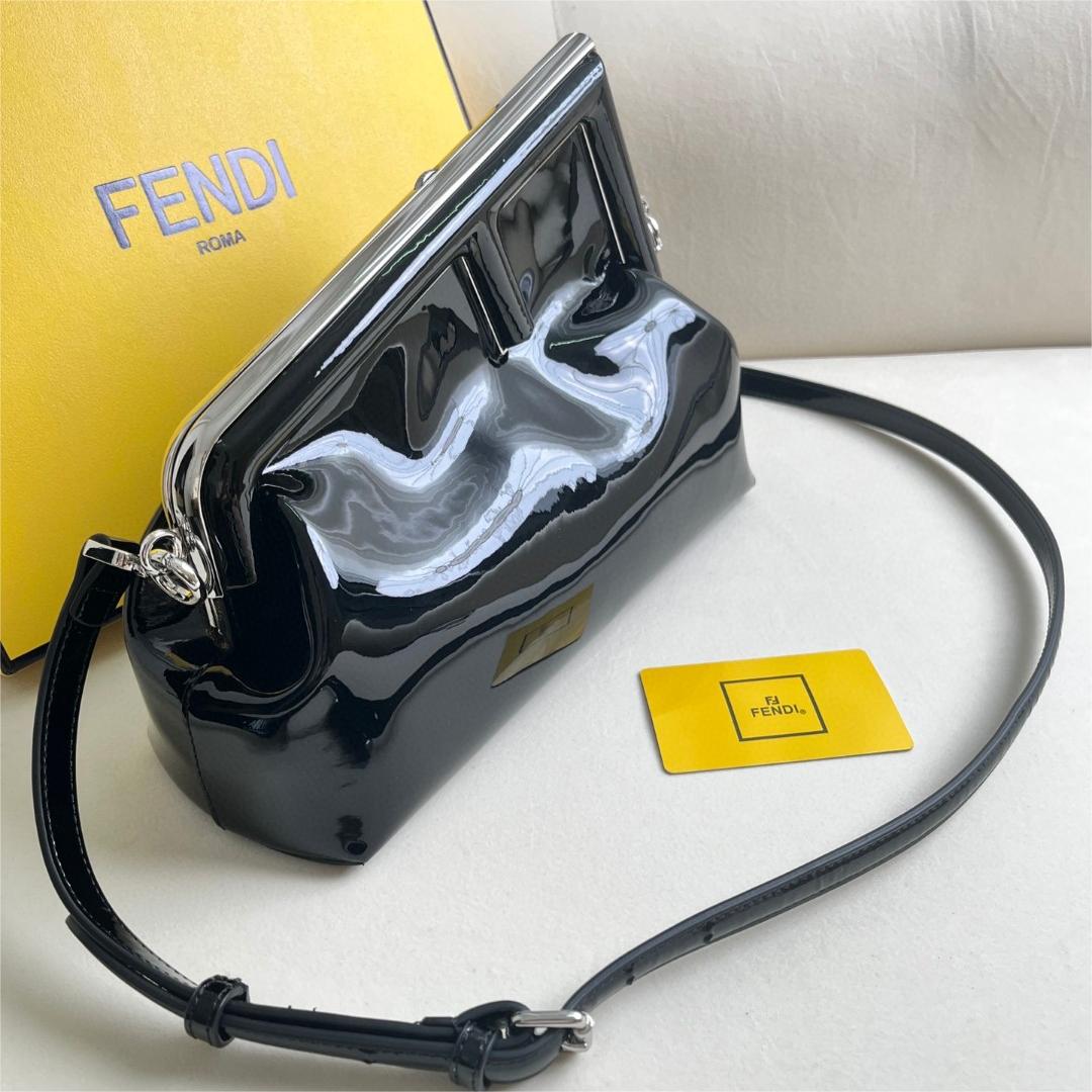 FENDI-Black patent leather handbag
