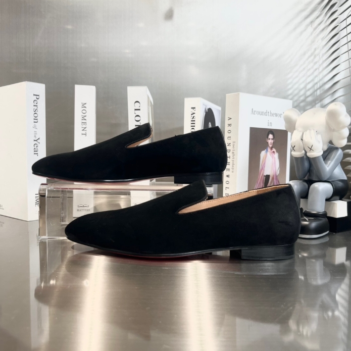 Christian Lubotin-Black Velvet Loafers
