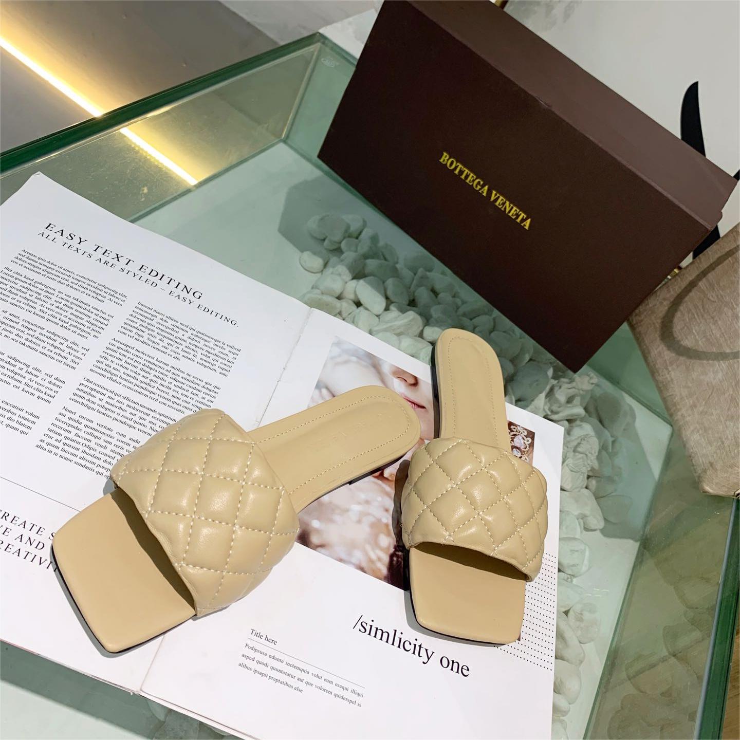 BV-Ling grid flat slippers