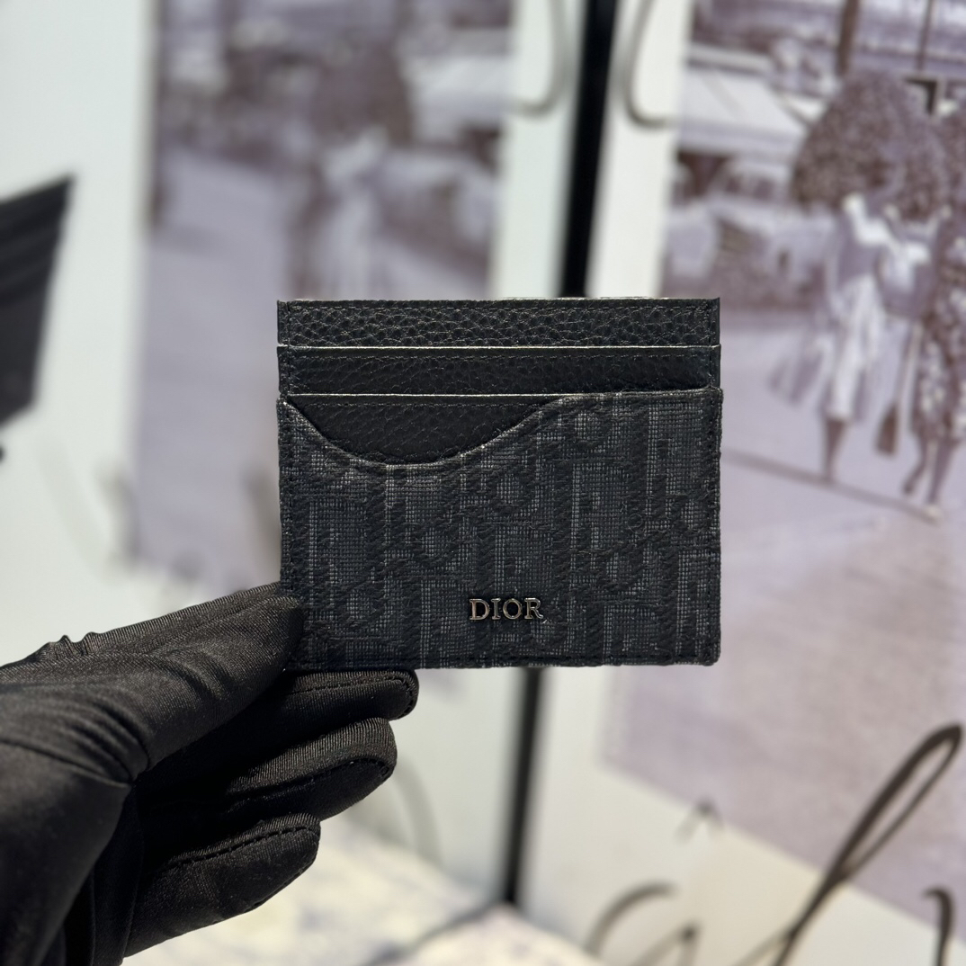 Dior-Black grain cowhide saddle clip