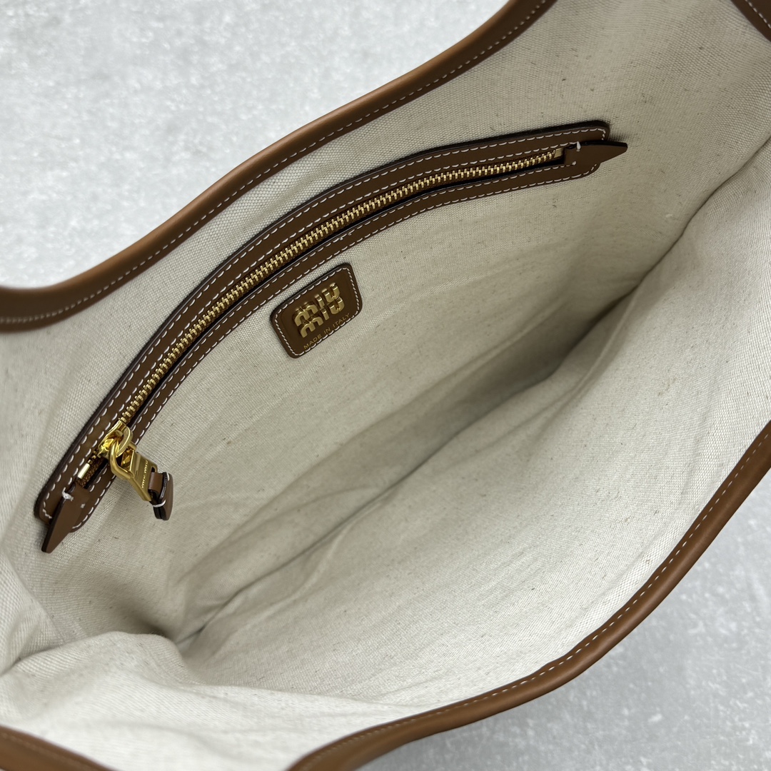 MIU MIU-Canvas Brown Hobo Underarm Bag