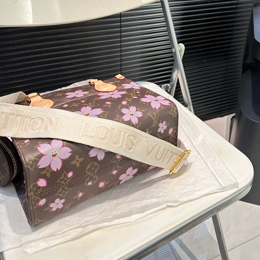 LV x Takashi Murakami OnTheGo PM Sakura Brown
